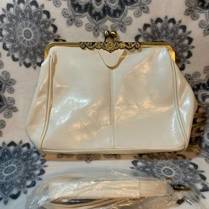 Women Retro Hollow Oil Wax PU Leather Handbag Kiss Lock Messenger Bag Handbags